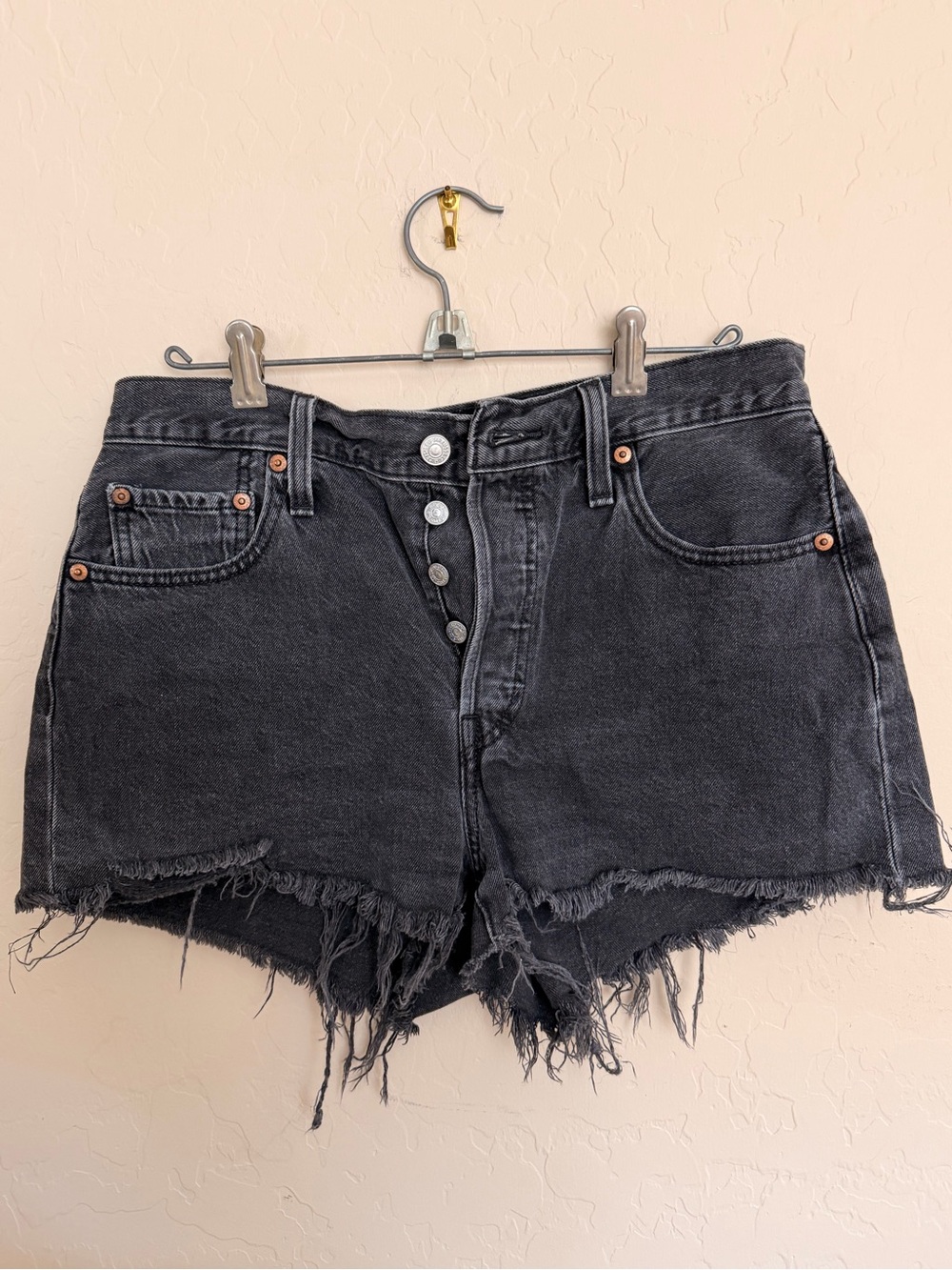 Levi’s 501 Black Cut Off Denim Shorts